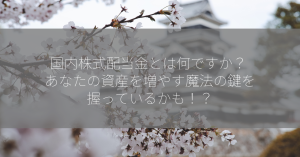 国内株式配当金とは何ですか？ あなたの資産を増やす魔法の鍵を握っているかも！？