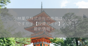 小林薬品株式会社の株価はいくらですか？【投資ガイド】2024最新情報！